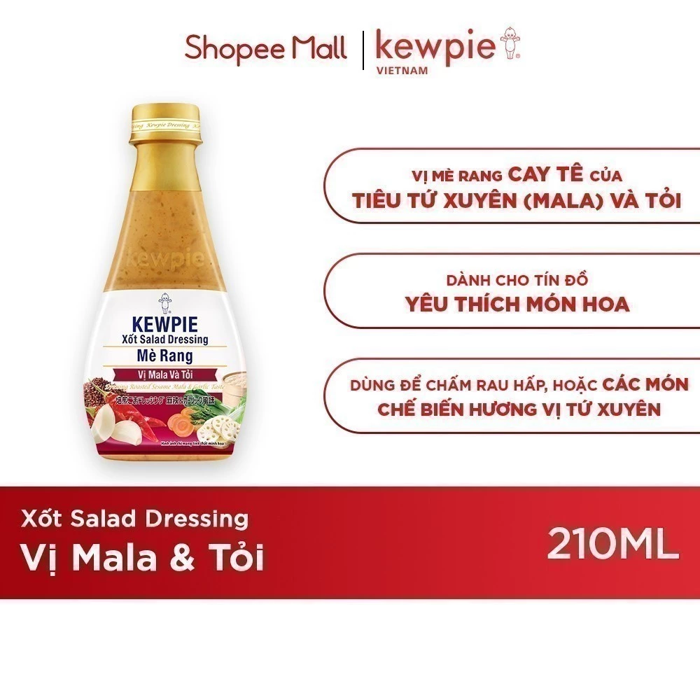 Xốt Salad Dressing Mè Rang Vị Mala & Tỏi 210ml Chai Nhỏ Tiện Lợi