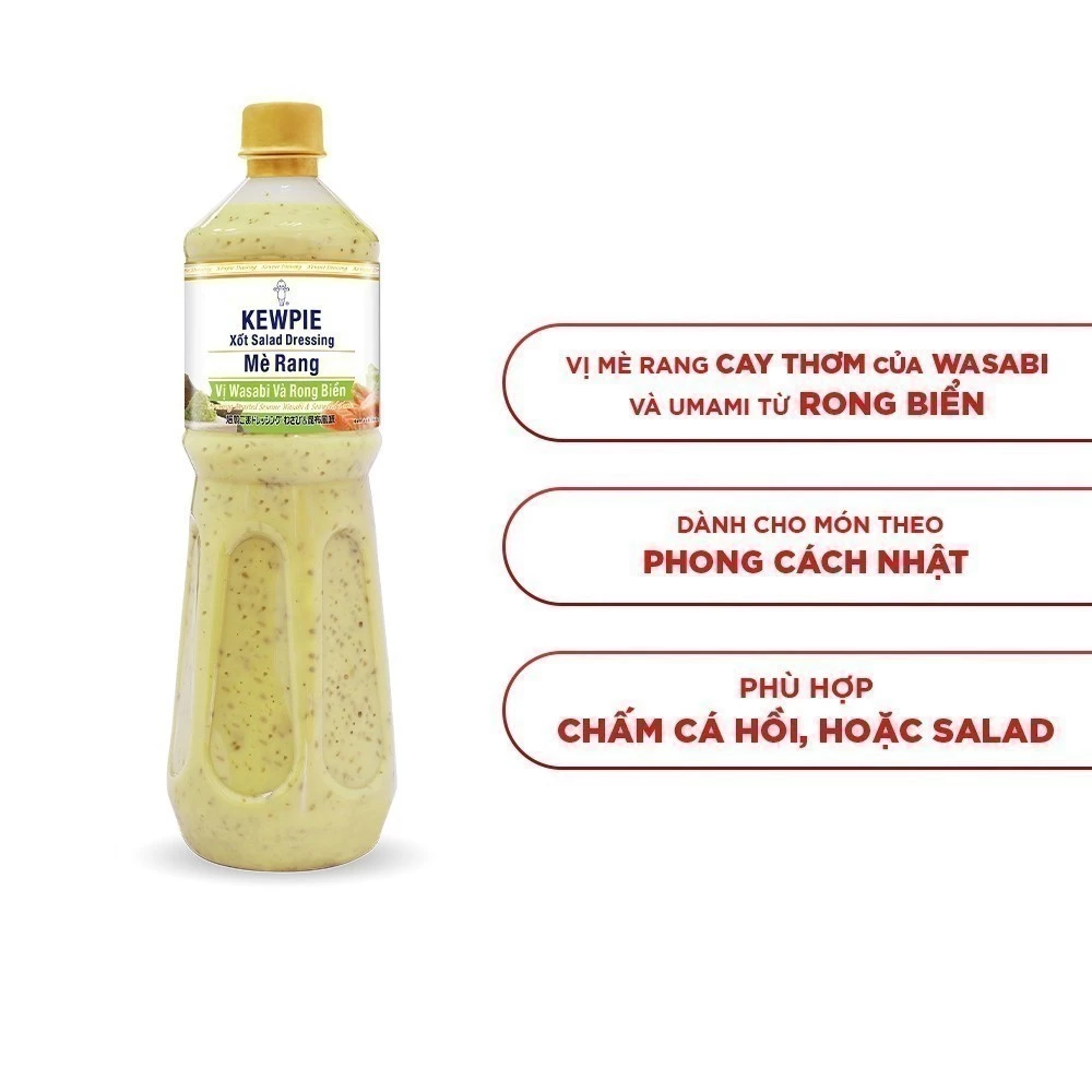Xốt Salad Dressing Mè Rang Kewpie Vị Wasabi & Rong Biển 1L Hương Vị Nhật Bản Độc Đáo Bùng Nổ