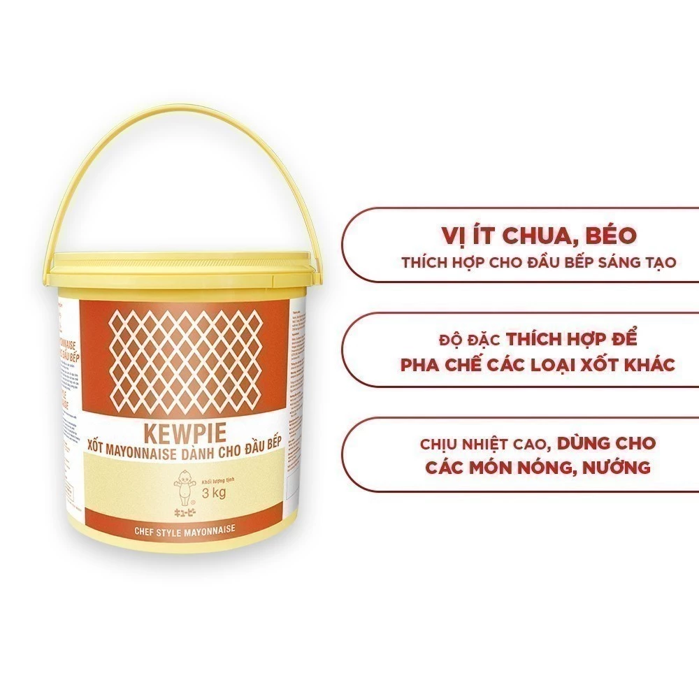 Xốt Mayonnaise Dành Cho Đầu Bếp - Kewpie Xô 3kg Bí Quyết Nâng Tầm Ẩm Thực Chuyên Nghiệp