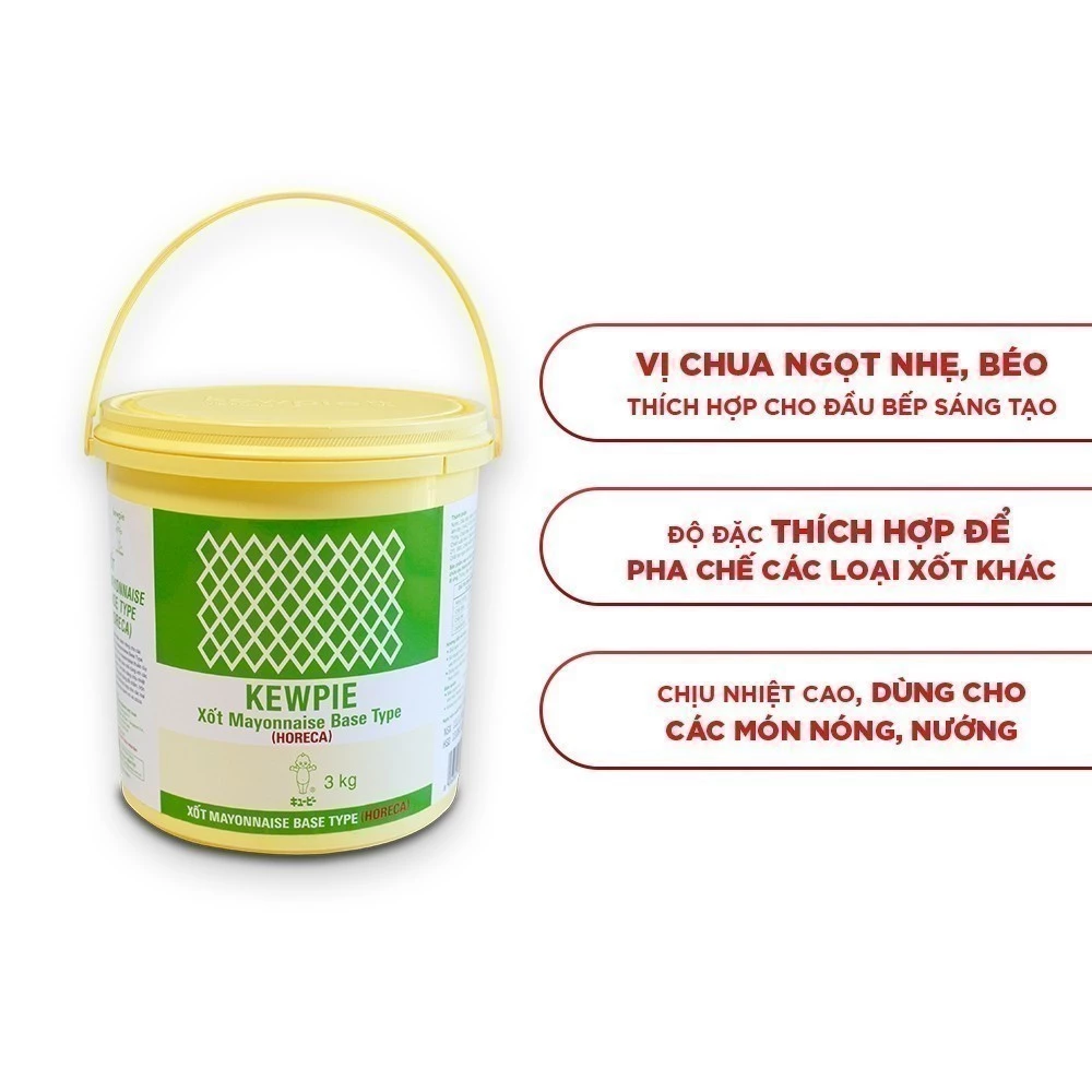 Xốt Mayonnaise Base Type Horeca - Kewpie Xô 3kg Giải Pháp Toàn Diện Cho Ẩm Thực Chuyên Nghiệp