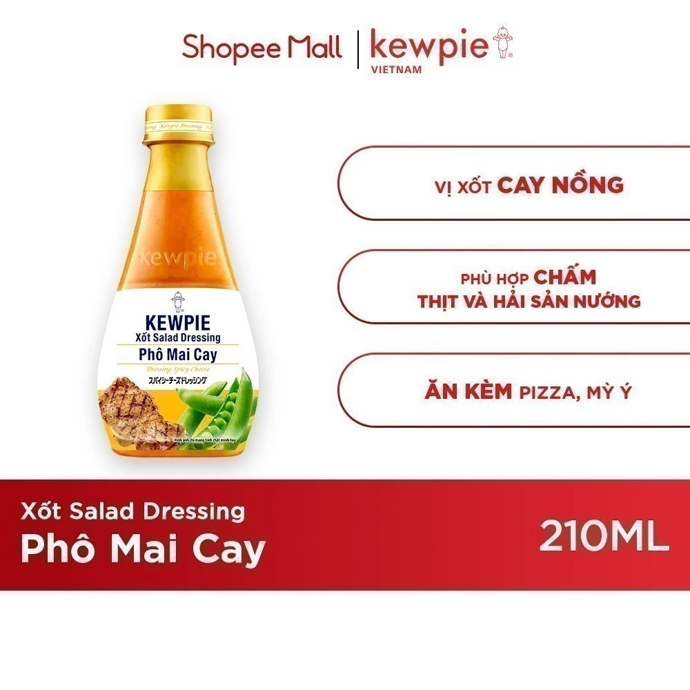 Xốt Salad Dressing Phô Mai Cay Kewpie 210ml Chai Nhỏ Tiện Lợi