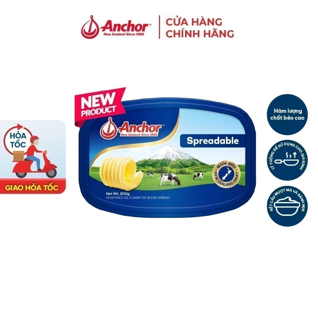 Bơ Thực Vật Hỗn Hợp Dạng Phết Anchor 200g Dòng Mặn: Nâng Tầm Hương Vị Mọi Bữa Ăn